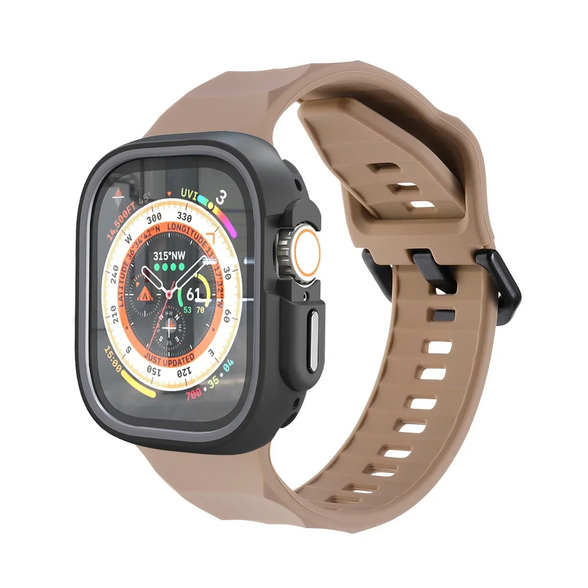 Silicone Sport Strap & Case for Apple Watch Ultra 2/9/8/7/SE/5 Watch Strap & Case Qme Gray Br 44mm Series SE 456