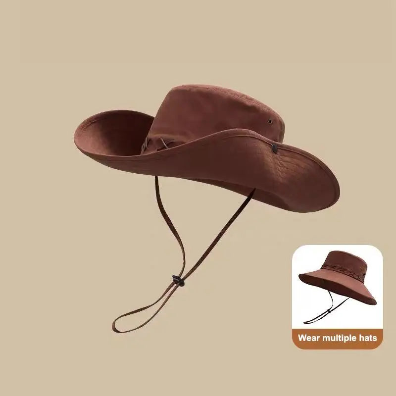 Breathable Cotton Western Cowboy Hat – Wide Brim, Adjustable Western Cowboy Hat Qme Coffee