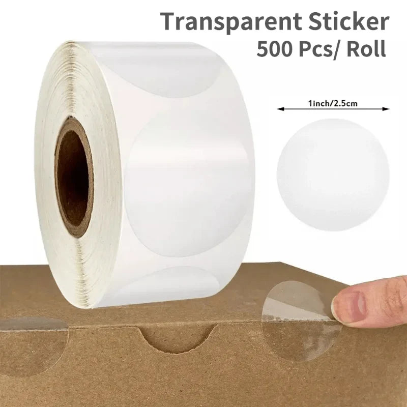 500 Clear Self-Adhesive Stickers 2.5cm | DIY Packaging Packaging Stickers Qme