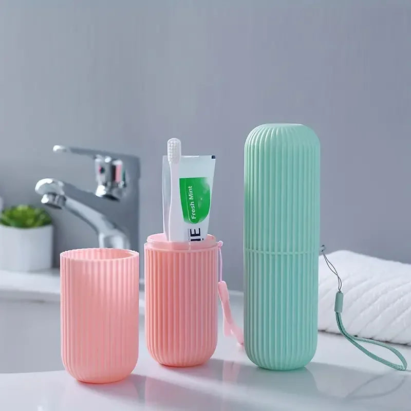 Portable Travel Toothbrush Box & Mouthwash Cup Set Travel Toothbrush Case Qme