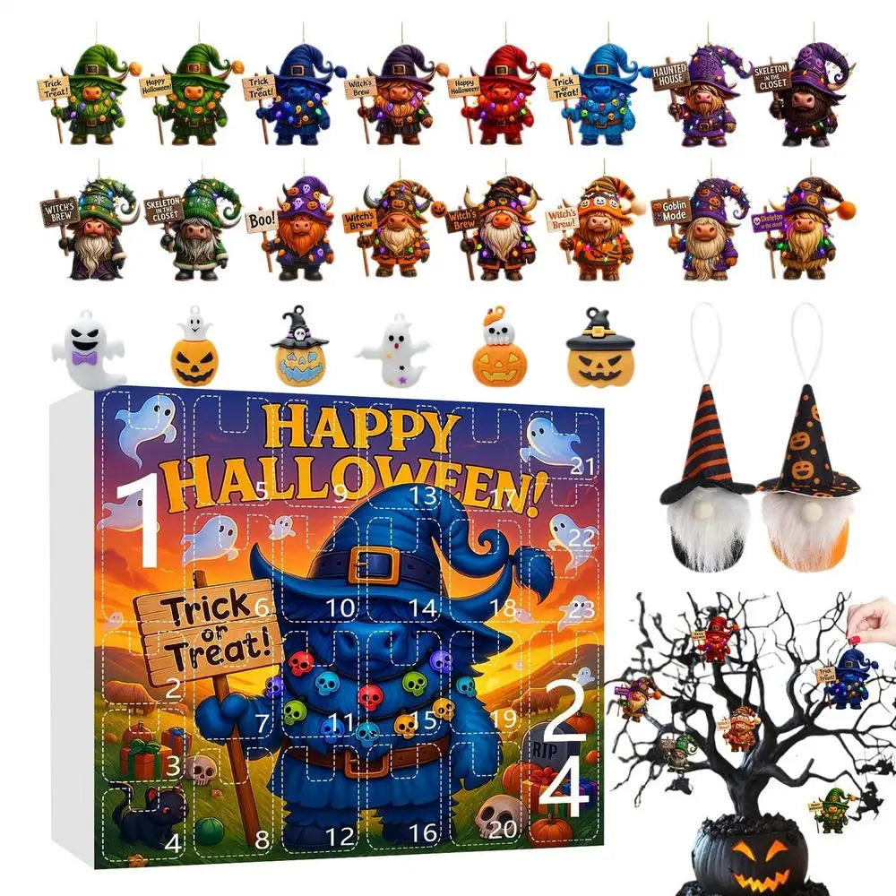 Gnome Halloween 24-Day Countdown Calendar Ornament Set Halloween Countdown Ornament Qme A China Mainland 28x32x4cm