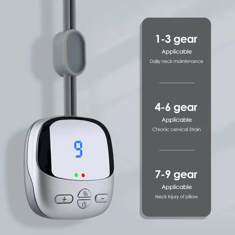 TENS EMS Portable Neck Massager with Heat | 4 Modes 15 Levels Electric Neck Massager Qst Grey