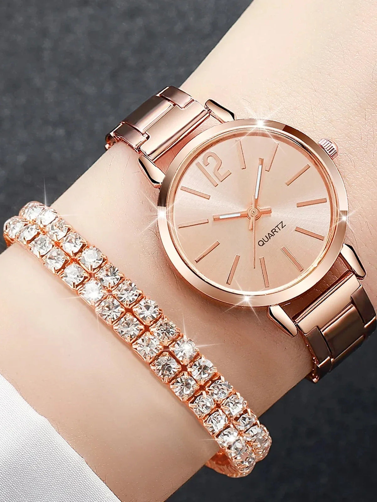6-Piece Women's Small Dial Quartz Watch Set – Casual Style Women's Watch Set Qme