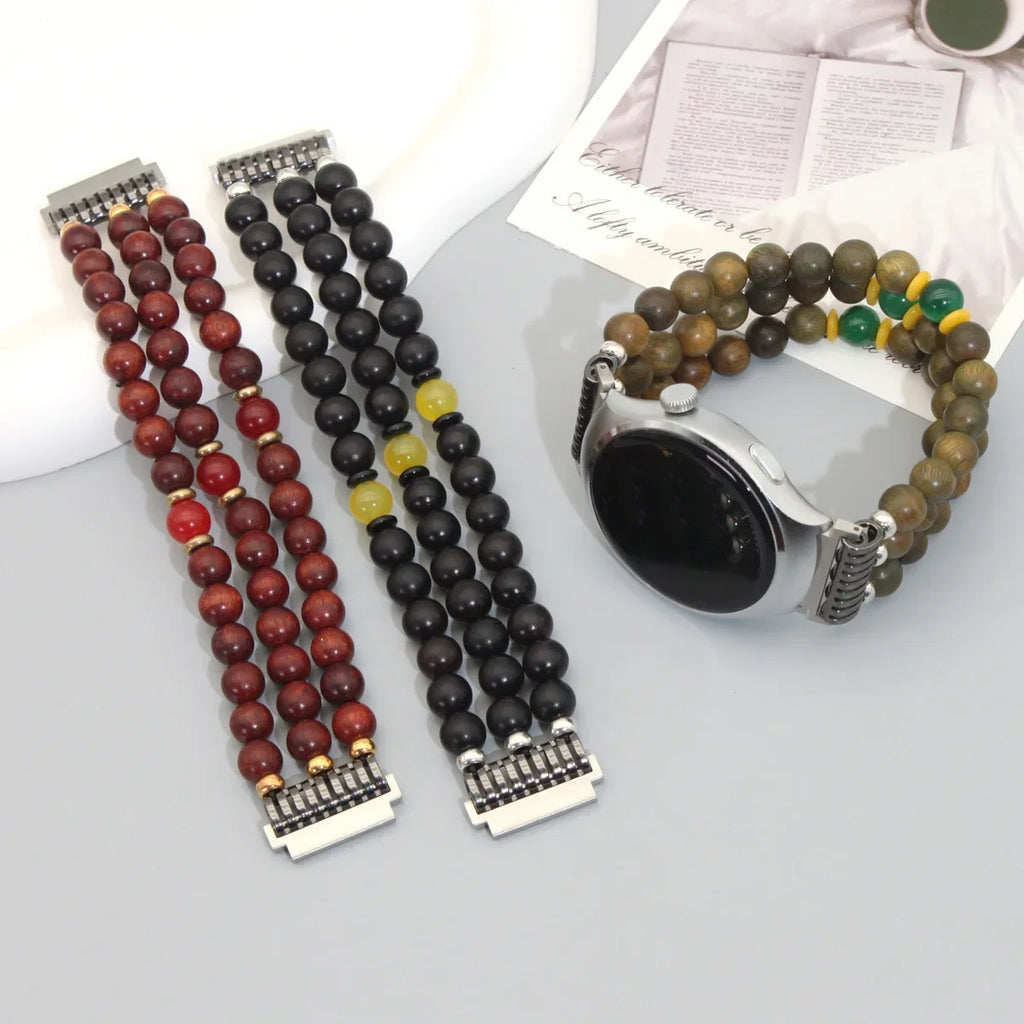 Sandalwood Cinnabar Buddhist Beaded Watch Strap for Huawei Beaded Watch Strap Qme