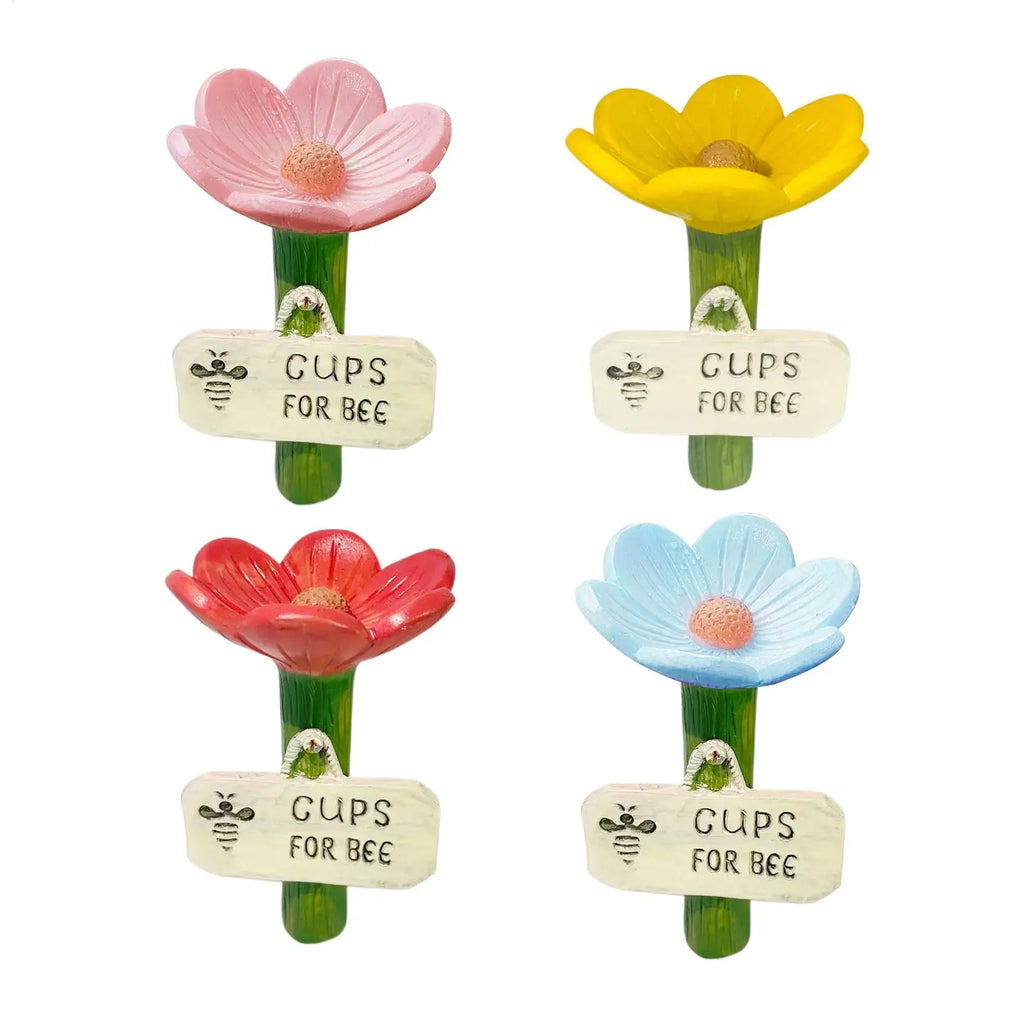 Flower Shaped Bee Waterer Feeder Cups – Colorful Garden Bee Waterer Feeder Qme