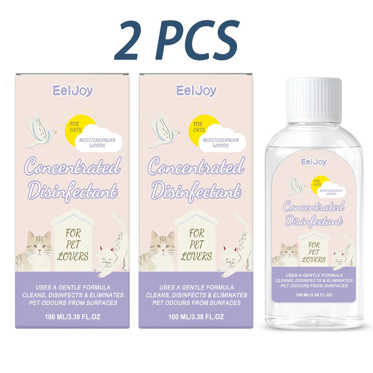 Pet 3-in-1 Concentrated Disinfectant – Cleans, Stain & Odor Pet Disinfectant Cleaner Qme 2 x 100ml Boxed