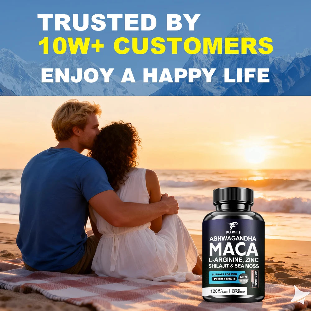 Maca Supplement with Ashwagandha, Shilajit & Zinc – 120 Caps Wellness Supplement Qst