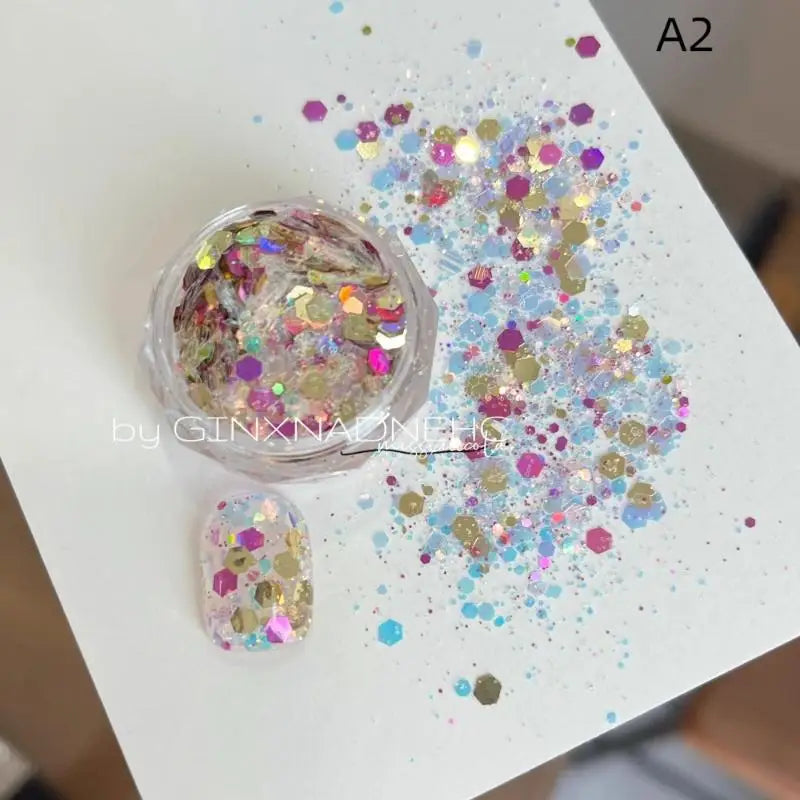 3D Nail Art Charms Box – Heart Star Colorful Glitter Decorations Nail Art Charms Qst A2