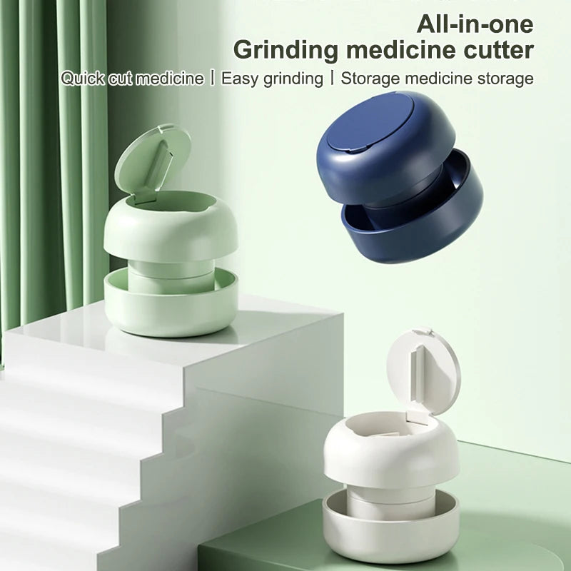 2-in-1 Pill Cutter & Grinder Organizer – Stainless Steel Pill Cutter Organizer Qst
