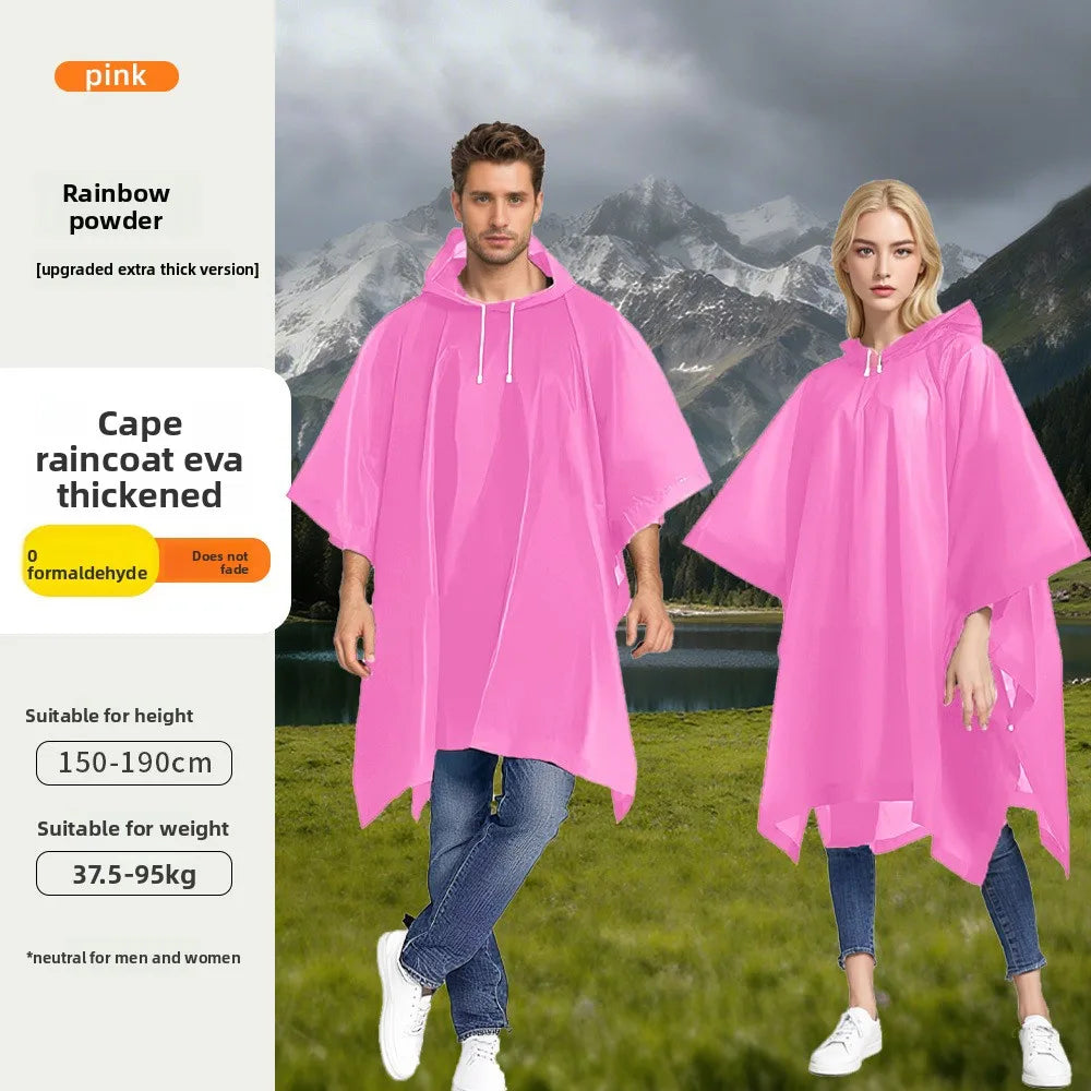 Waterproof Hooded EVA Rain Jacket – Unisex Hiking Raincoat Waterproof Rain Jacket Qst Pink One Size