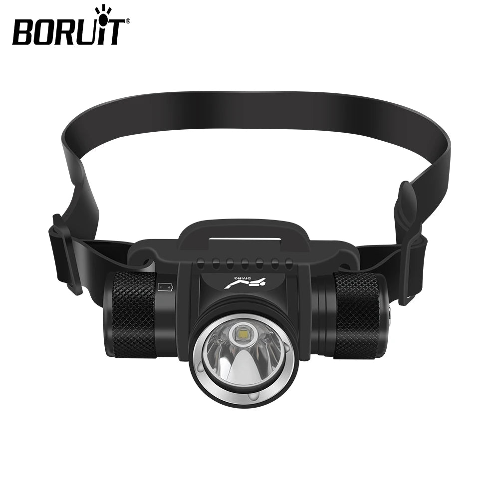 BORUiT HP900 800 Lumen IPX8 Diving Headlamp Waterproof Torch Waterproof Diving Headlamp Qst Option A White light