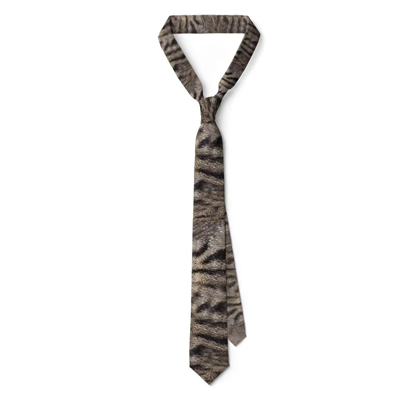 Animal Print Novelty Necktie – Cat & Tiger Pattern | 18 Colors Novelty Print Necktie Qme