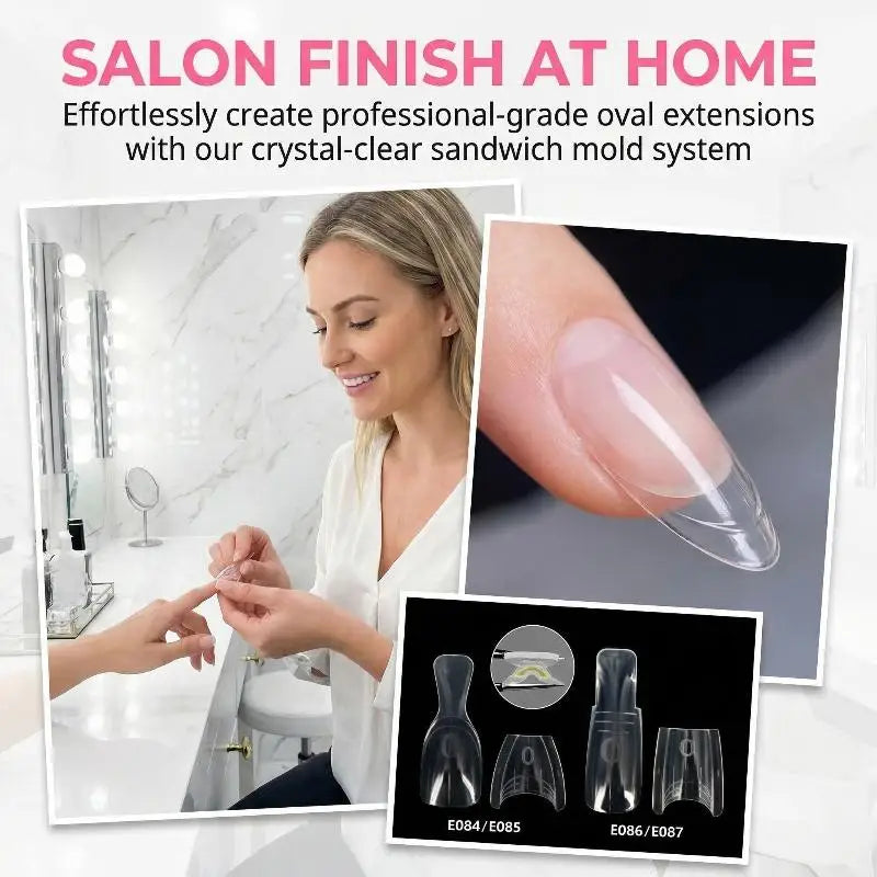 Coffin Nail Forms Dual Sandwich Mold – Acrylic Extension System Nail Extension Mold Qme