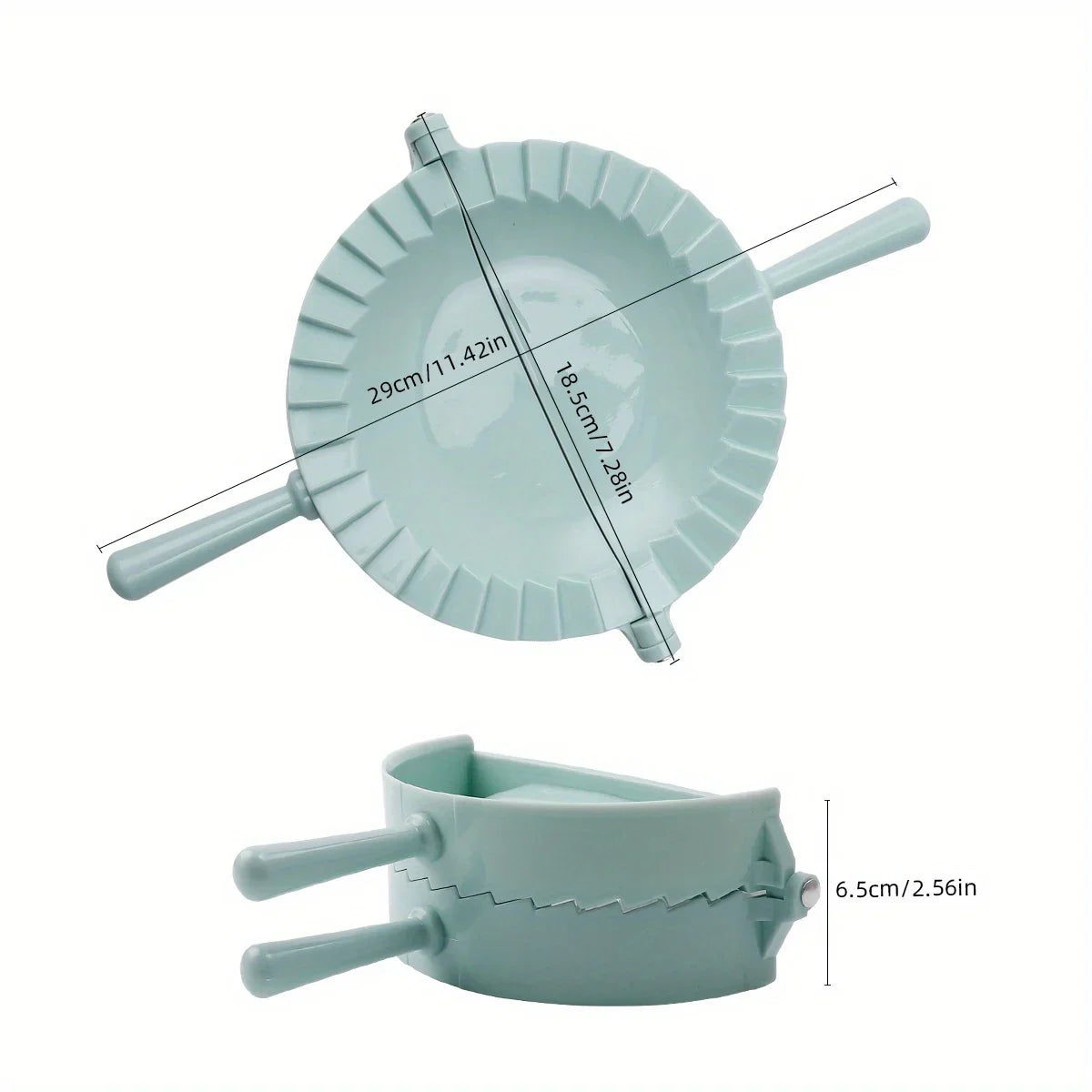 Large Pastry Dough Cutter & Dumpling Mold – Ergonomic Handle Dumpling & Pastry Mold Qme Light Blue Color