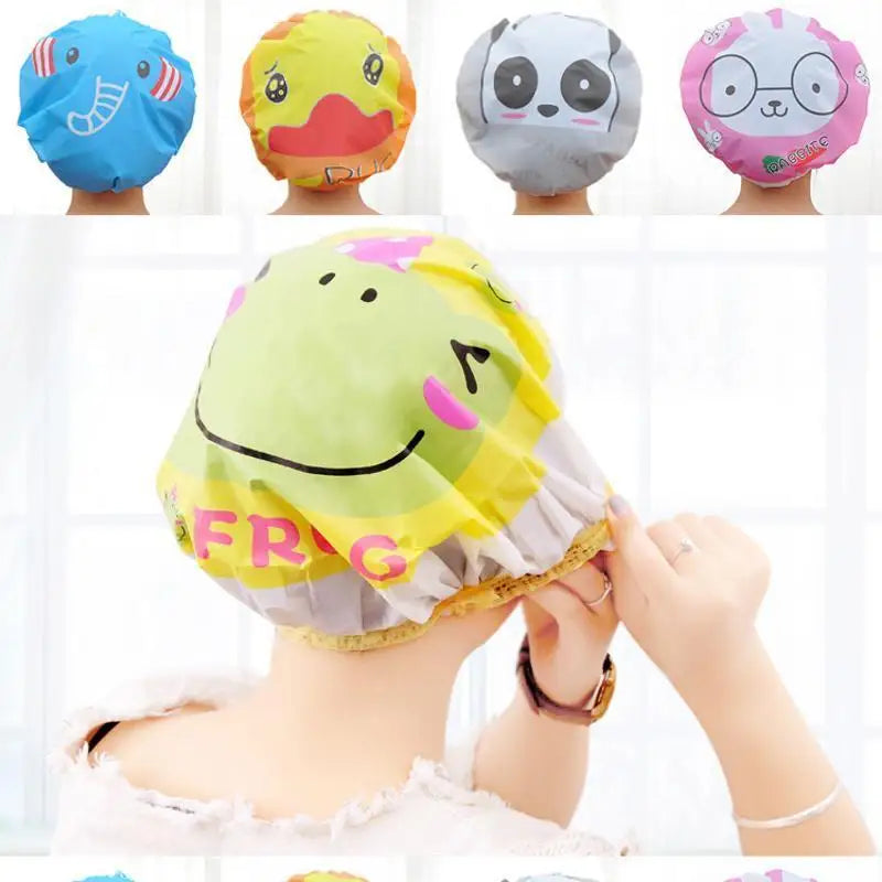 Cartoon Shower Caps for Women – Colorful Bath Hair Covers 4Pcs Shower Cap Set Qme