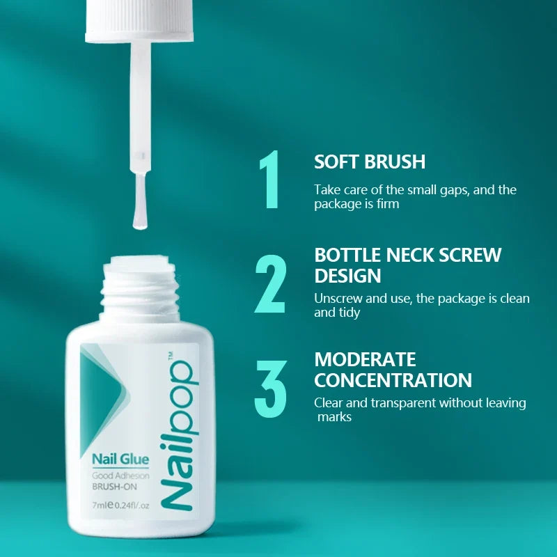Nailpop Nail Glue for False Tips & Acrylic Nail Art | 7ml Nail Adhesive Glue Qme