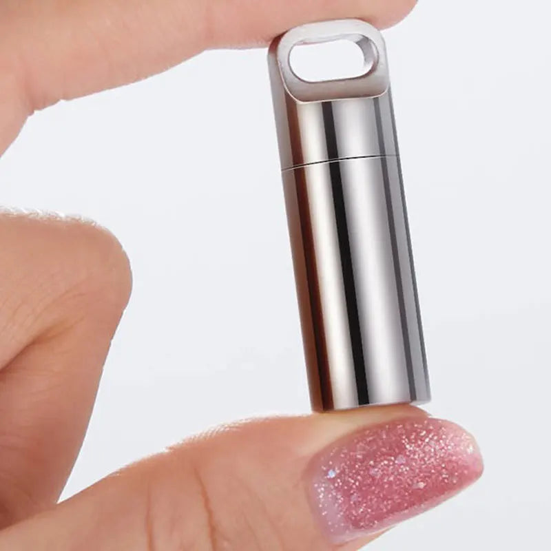 Mini Stainless Steel Waterproof Capsule Pill Box Pendant Capsule Pendant Qme