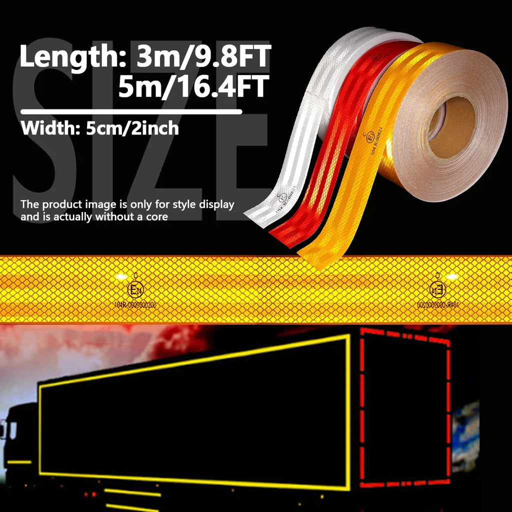 Reflective Safety Tape Self-Adhesive Warning Strip 8FT Reflective Safety Tape Qme
