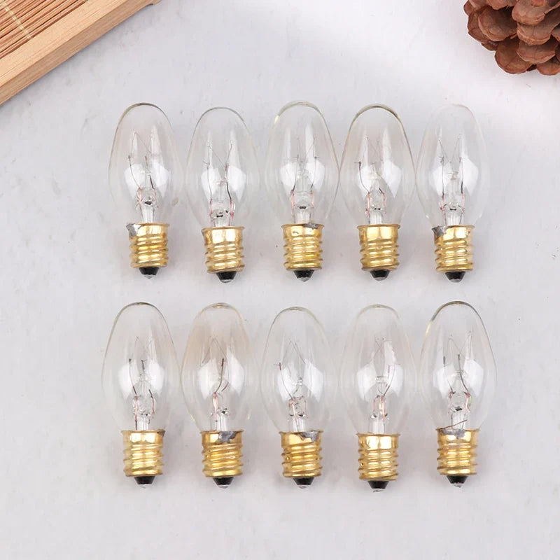 E12 7W Warm Yellow Tungsten Bulb – 120V Candelabra Base Tungsten Light Bulb Qme