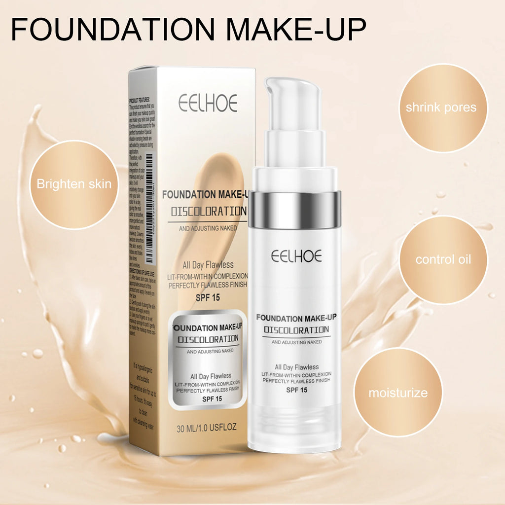 Eelhoe Color-Changing Foundation – Hydrating Longwear SPF15, 30ml Liquid Foundation Qst