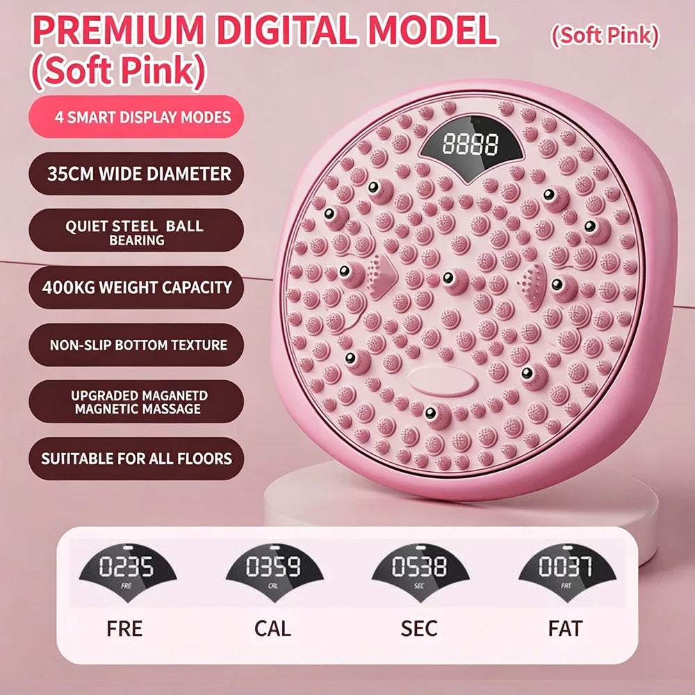 Magnetic Waist Twisting Disc & Foot Massage Board – Smart LCD Twist Balance Board Qst Pink-Digital USB Type-C
