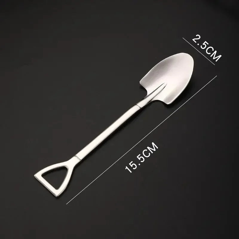 Stainless Steel Ice Cream Dessert Spoon Set – 5 Colors, 4 Pcs Dessert Spoon Set Qme Style A Silver