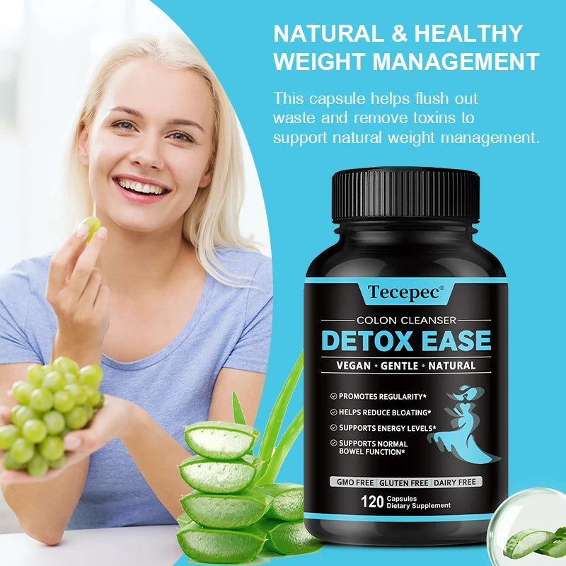 Tecepec Colon Cleanser Capsules – Vegan Fiber & Probiotics Digestive Supplement Qst
