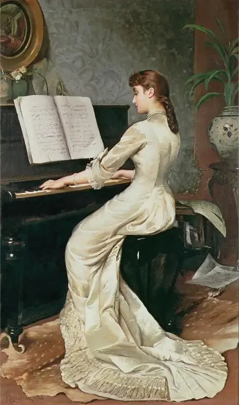 Vintage Piano Girl Aesthetic Canvas Wall Art Poster Print Canvas Wall Art Qst 4 30x40cm Unframed