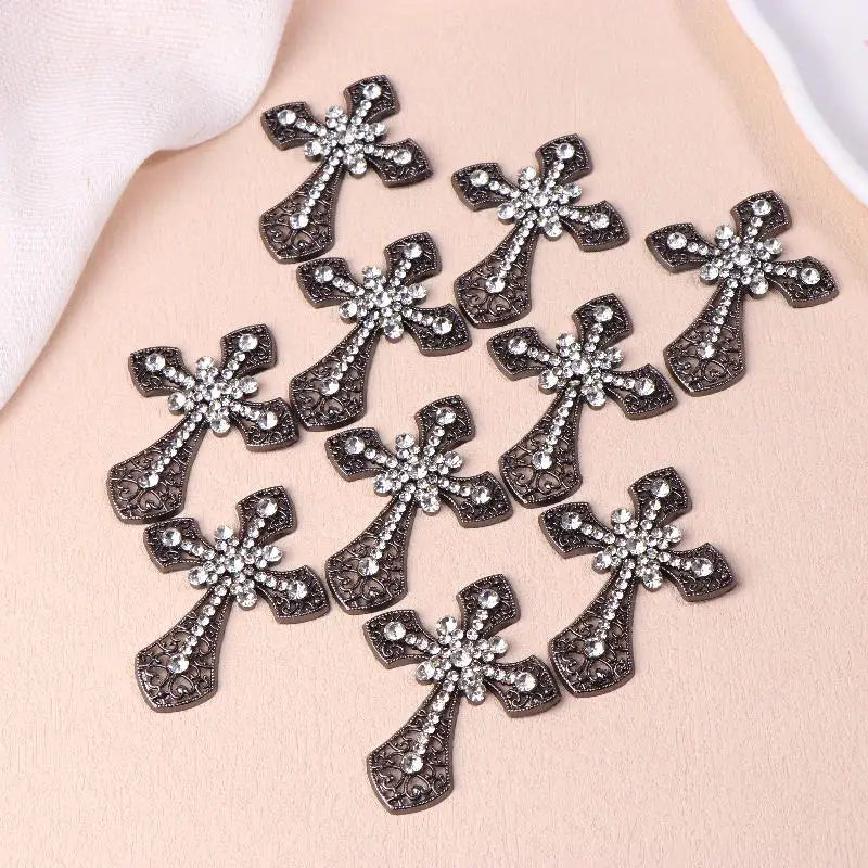 Vintage Cross Crystal Flatback Rhinestone DIY Craft Embellishment Rhinestone Embellishment Qme 10pcs Black