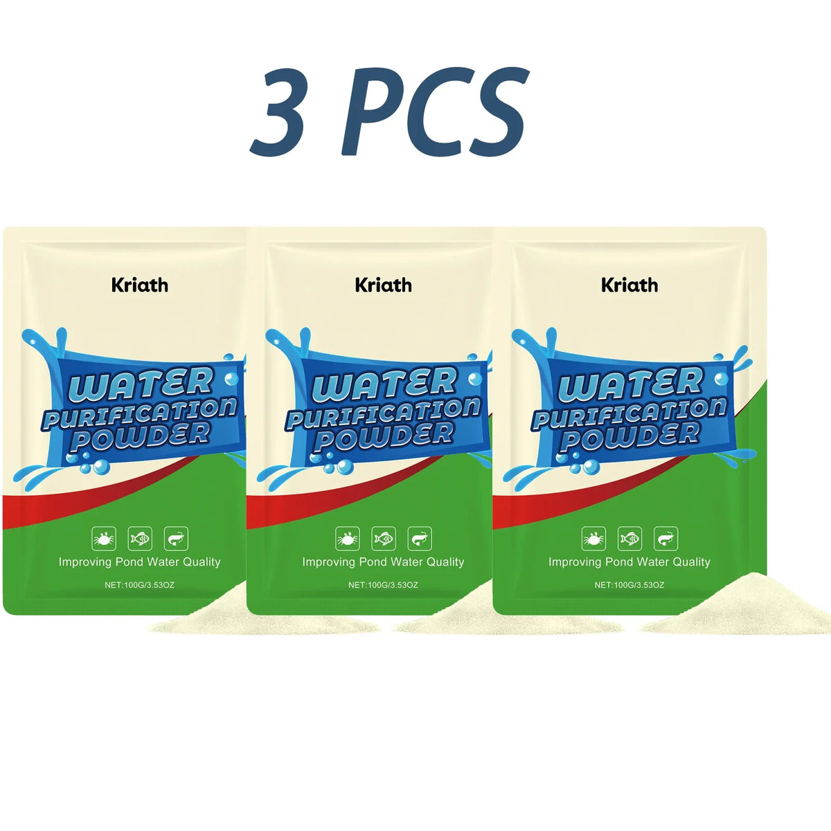 Pond Water Purification Powder – Odor Control & Waste Reducer Pond Water Treatment Qme 3 x 100g Boxed