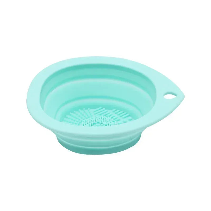 Silicone Makeup Brush Cleaner Scrubber Mat & Washing Bowl Makeup Brush Cleaner Qme green