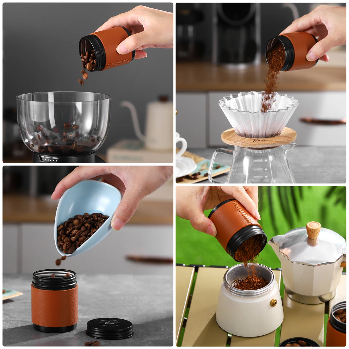 Bincoo 80ML Mini Airtight Coffee Canisters 2-Pack | Portable Coffee Storage Canister Qst
