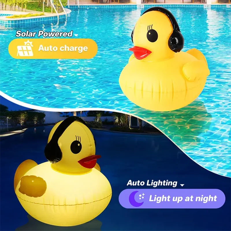 Solar RGB LED Little Duck Floating Pool Light | Inflatable PVC Floating Pool Light Qme