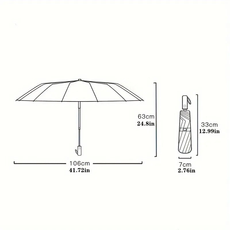 Automatic 24-Rib Folding Umbrella – UV & Rain, Multi-Color Folding Umbrella Qst