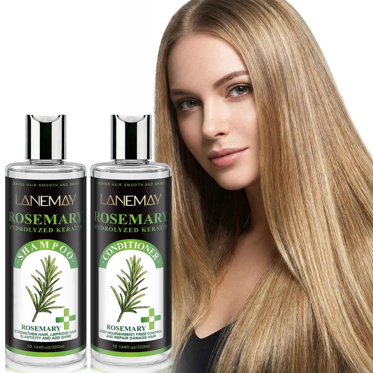 Rosemary Oil & Keratin Shampoo & Conditioner Set | All Hair Shampoo & Conditioner Set Qst