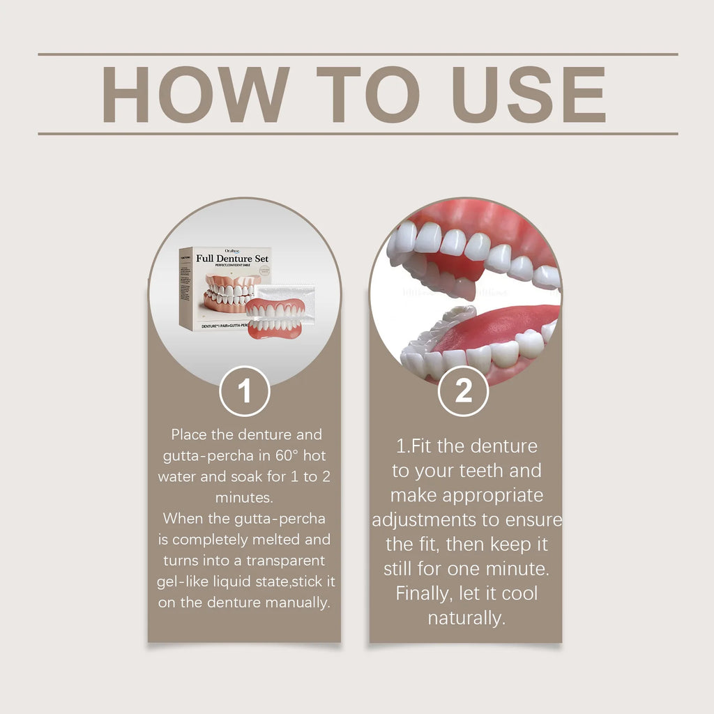 Oralhoe Adjustable Dental Veneer Kit – Upper & Lower Denture Set Dental Veneer Kit Qst