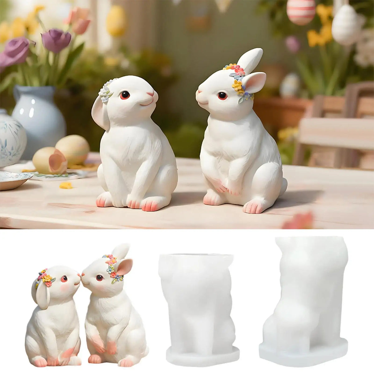 3D Bunny Silicone Mold Set – Soap, Candle & Chocolate Craft Silicone Craft Mold Qme