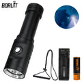 BORUiT M54 1000LM LED Diving Flashlight – IPX8 Waterproof Torch Diving Flashlight Qst black