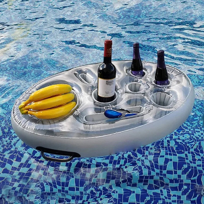Inflatable Floating Pool Drink Tray & Cooler Rack | PVC Floating Pool Drink Tray Qme