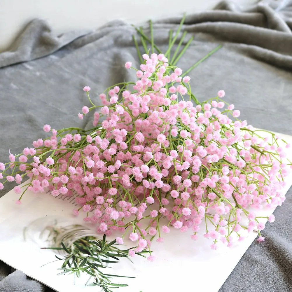 Artificial Silk Gypsophila Bouquet – Faux Wedding Flowers Artificial Flower Bouquet Qme pink