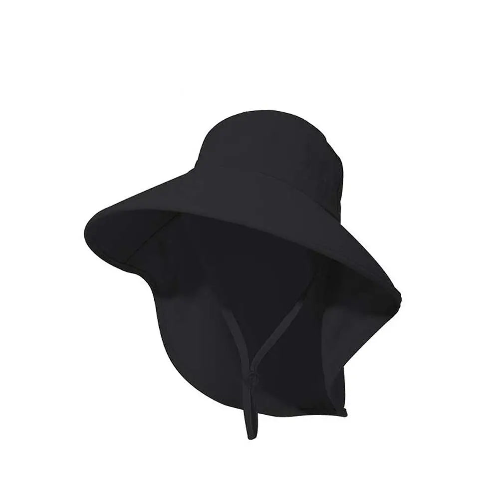 Women's Wide Brim Hiking Hat with Neck Cover | Quick Dry Wide Brim Sun Hat Qme Black