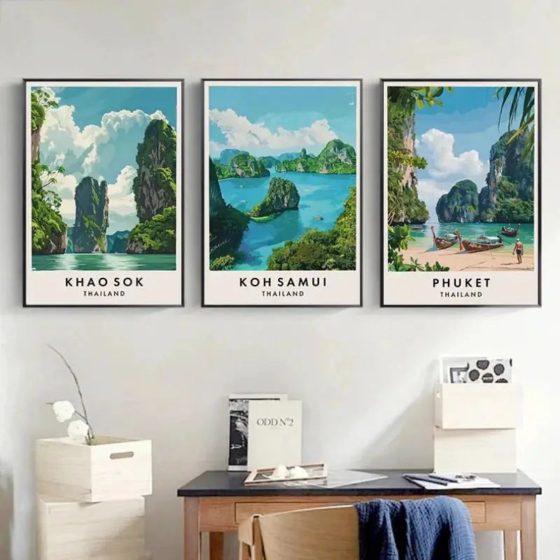 Thailand Travel Canvas Wall Art – Phuket Bangkok Landscape Poster Canvas Wall Art Qst