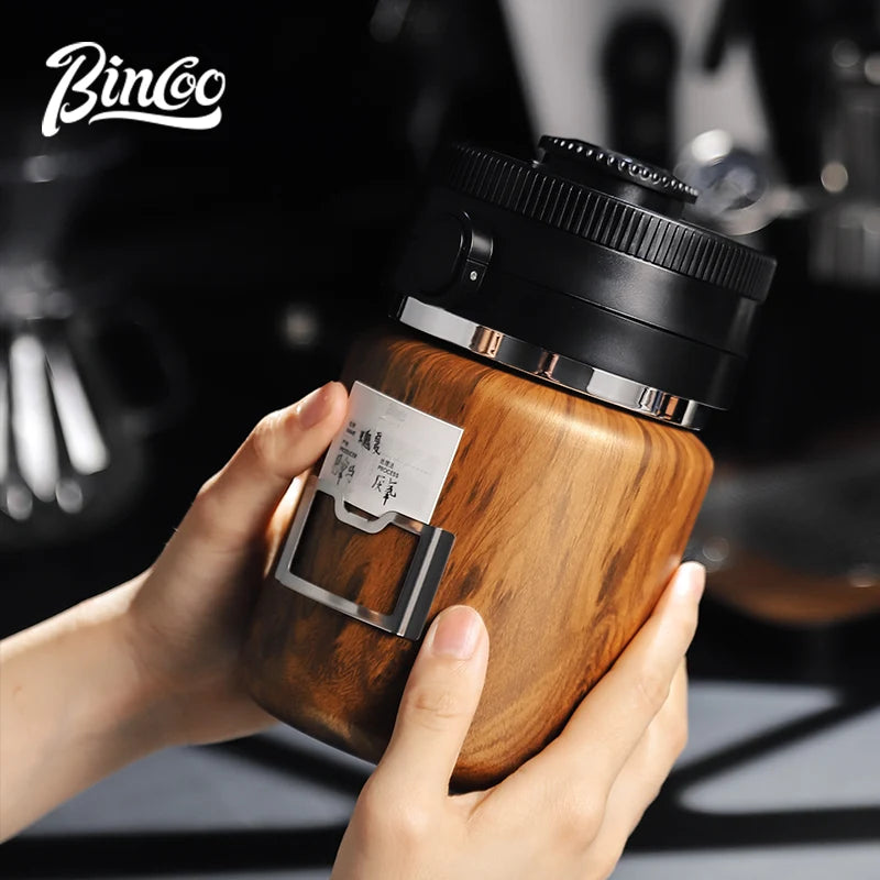 Bincoo 1000ml Airtight Coffee Bean Container – Vacuum Seal Steel Coffee Storage Canister Qst