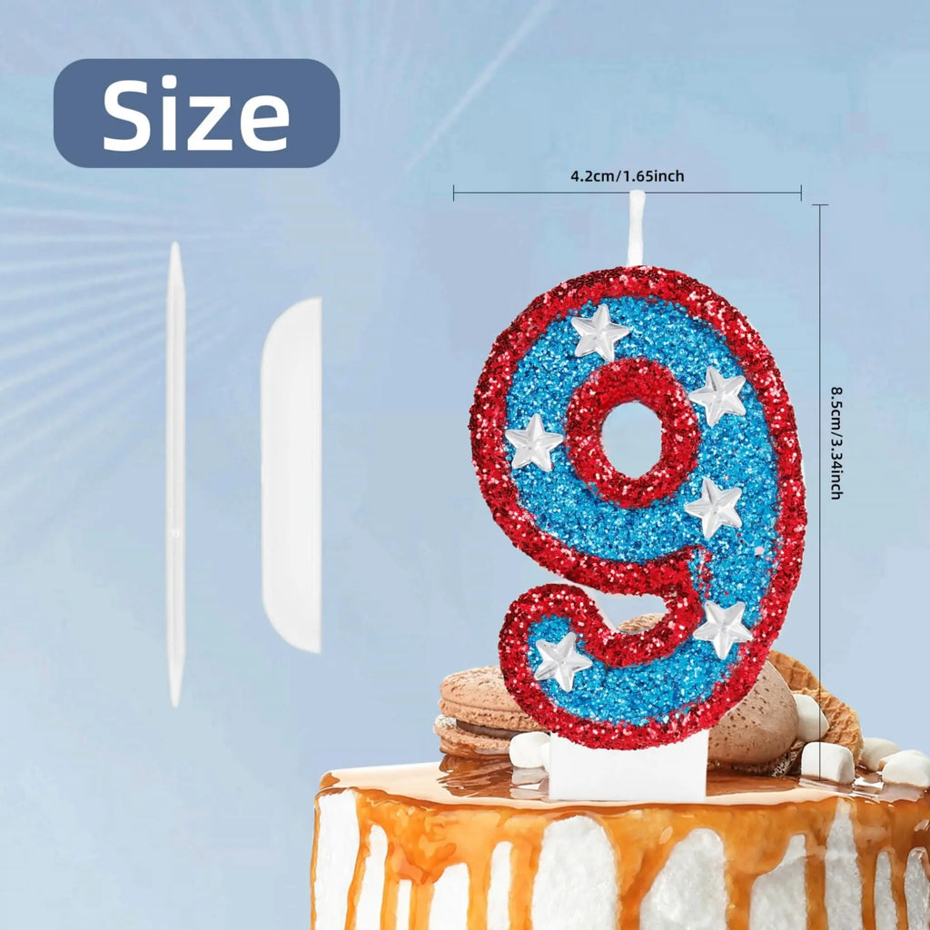 Superhero Number Birthday Candles – Red Blue American Flag Birthday Number Candles Qst