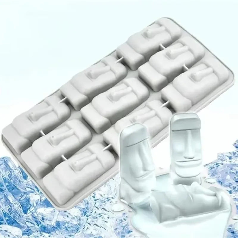 Moai Stone Face Silicone Ice Cube Mold – Whiskey & Cocktail Tray Silicone Ice Cube Mold Qme