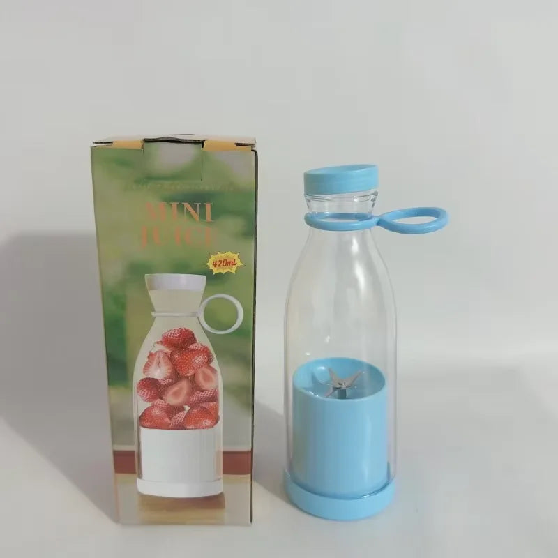 420ml Portable Mini Blender – 6-Blade USB Rechargeable Juicer Cup Portable Juicer Blender Qst Blue