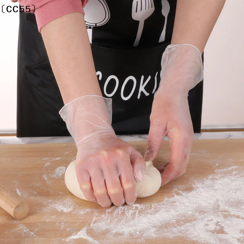 100 PCS Disposable TPE Plastic Gloves – Kitchen & BBQ Use Disposable Kitchen Gloves Qst