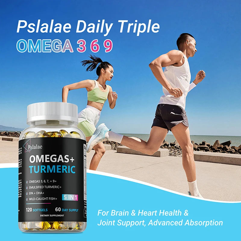 Omegas+ Turmeric Capsules – Heart, Brain & Joint Support Omega Turmeric Supplement Qst