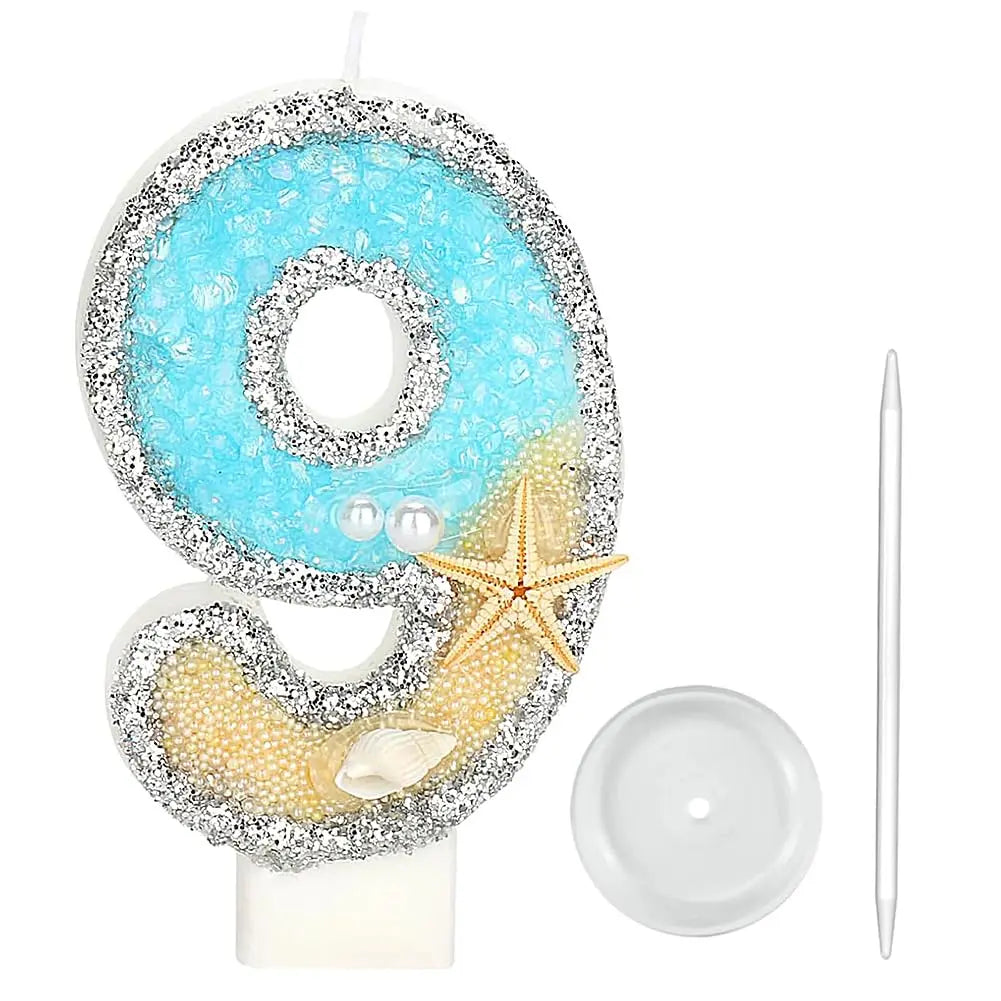Beach Starfish Number Birthday Candles – Cake Topper Decor Birthday Cake Candles Qst The beach 9