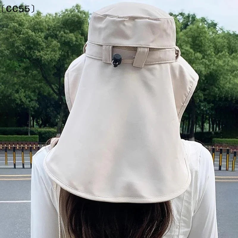 UV Sun Hat Wide Brim Face Cover & Neck Flap – Outdoor Cap Wide Brim Sun Hat Qst